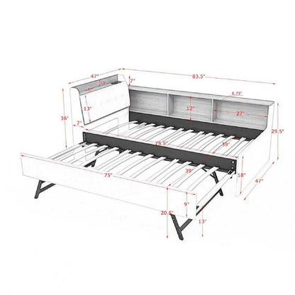 Upholstered Daybed With Storage Headboard, Wireless Charging, LED Lights - The Sleep Loft - Online Mattress Showroom NYC
