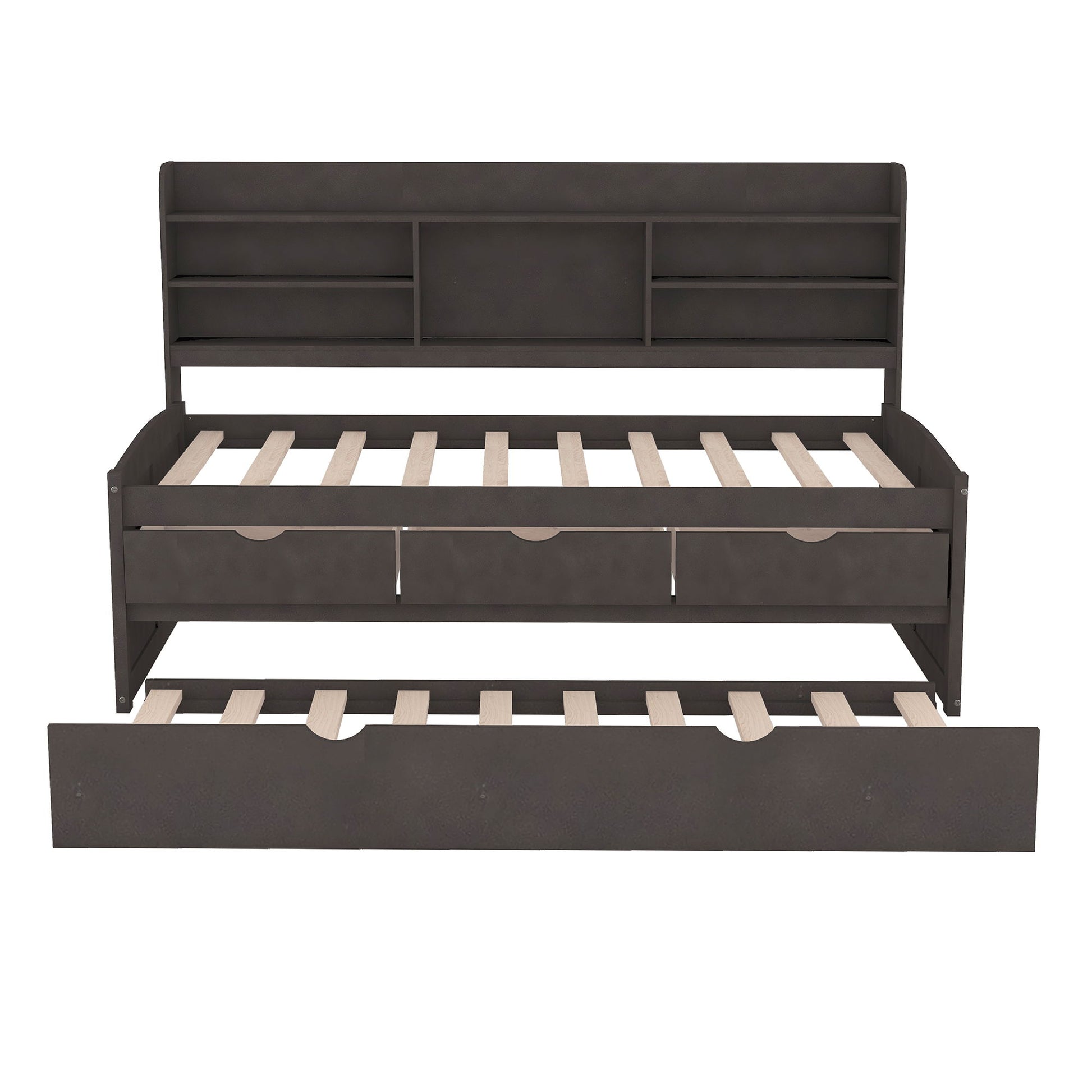Captain Bed With Built In Bookshelves, 3 Storage Drawers, And Trundle - The Sleep Loft - Online Mattress Showroom NYC