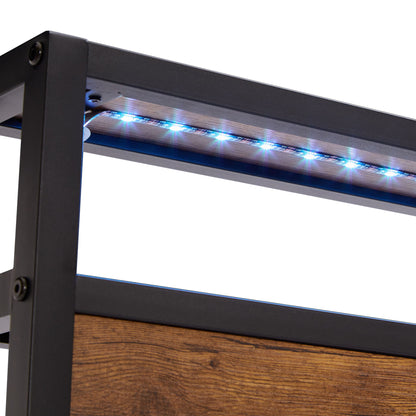 Modern Metal Platform Bed Frame With Wooden Headboard And Footboard, USB Charging Station, LED Lights, 2 Drawers - The Sleep Loft - Online Mattress Showroom NYC