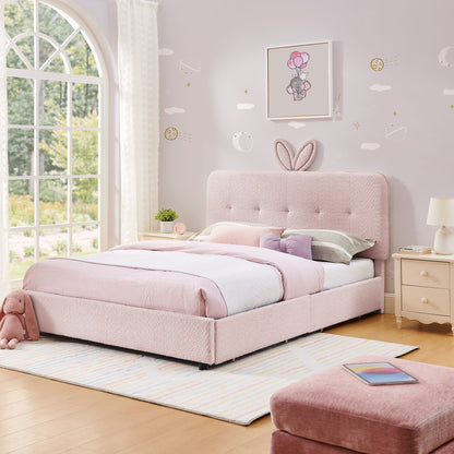 Upholstered Bed With Oversized Rabbit Ear Headboard, LED Lights & 4 Storage Drawers - The Sleep Loft - Online Mattress Showroom NYC