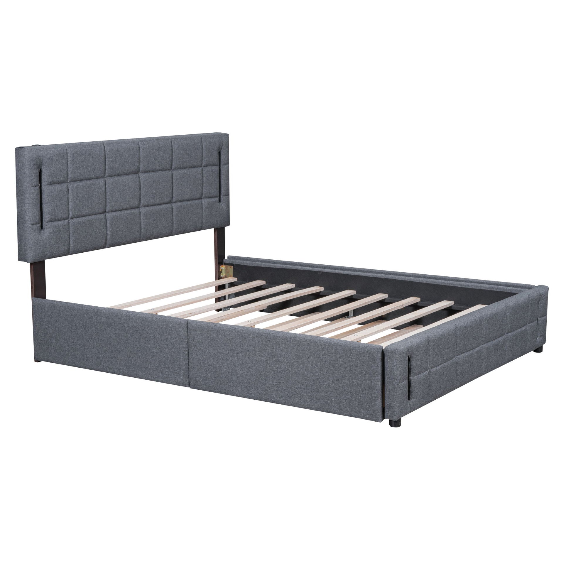 Upholstered Platform Bed With Trundle & Drawers - The Sleep Loft - Online Mattress Showroom NYC