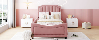 Upholstered Daybed With Classic Stripe Shaped Headboard - The Sleep Loft - Online Mattress Showroom NYC