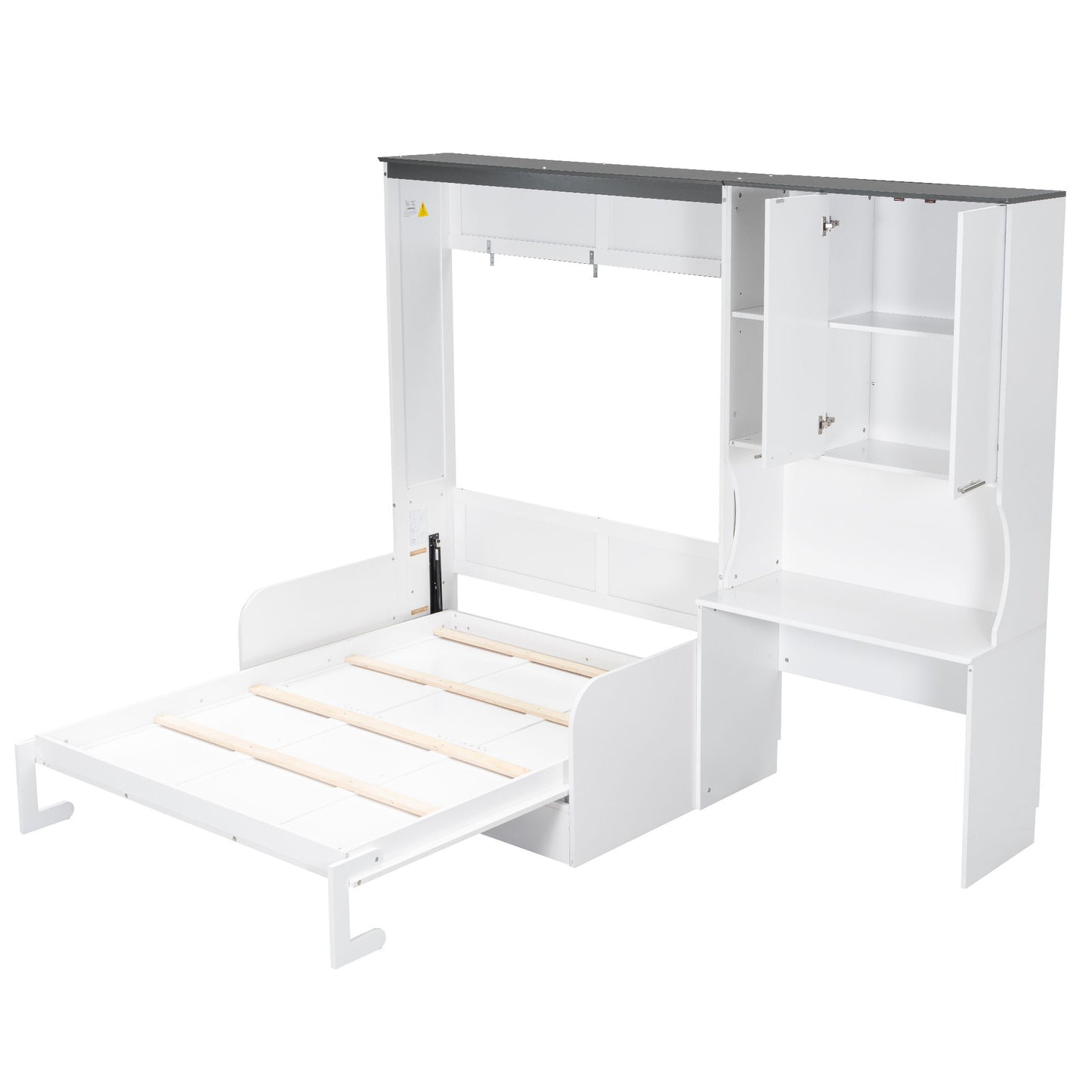 Multi Functional Murphy Bed With Sofa, Desk, And Storage Cabinet In, Full Size - White - The Sleep Loft - Online Mattress Showroom NYC