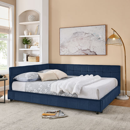 Mid-Century Storage Upholstered Tufted Bed Frame With Backrest And Armrests - The Sleep Loft - Online Mattress Showroom NYC