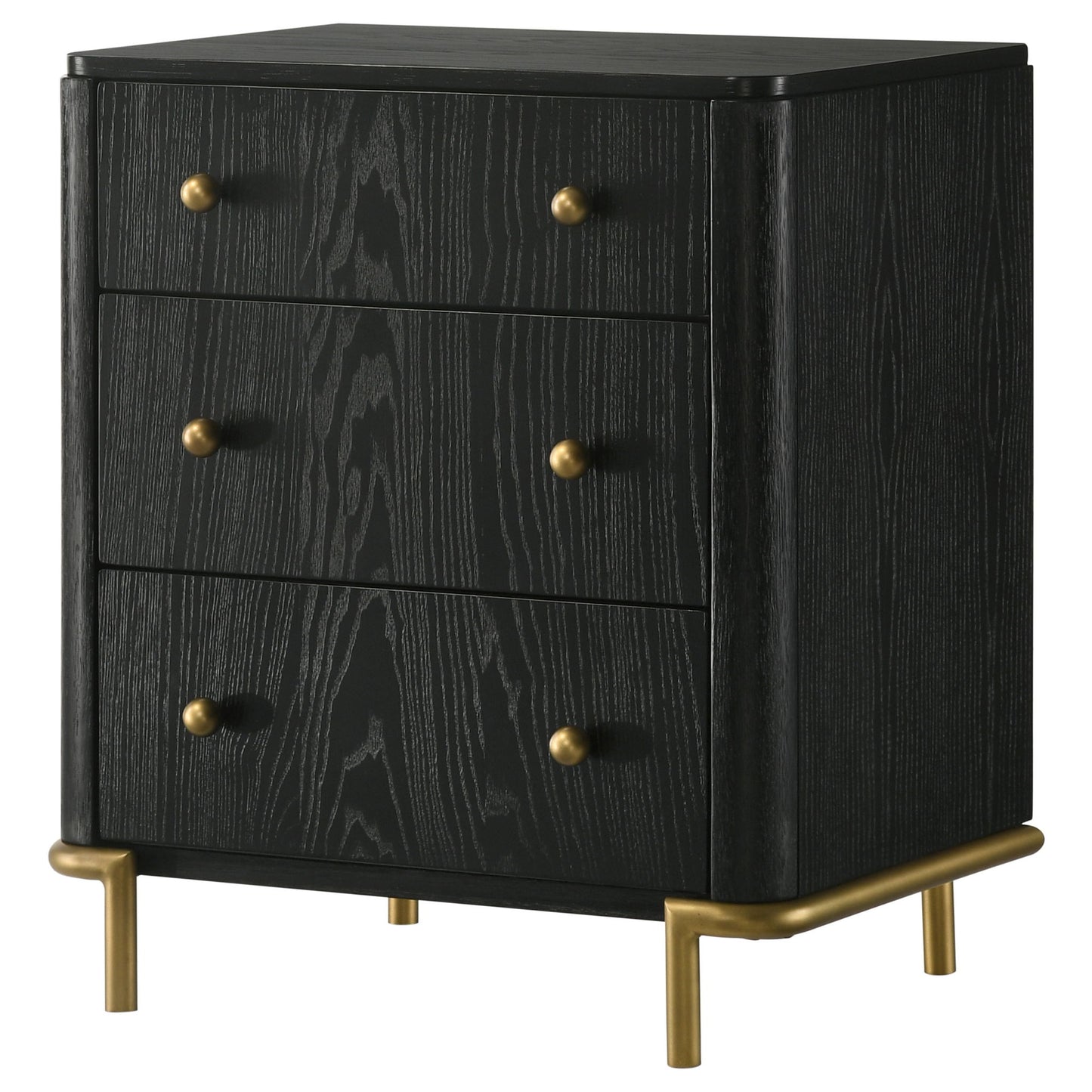 Anser - 3 Drawer Nightstand - Black - The Sleep Loft - Online Mattress Showroom NYC