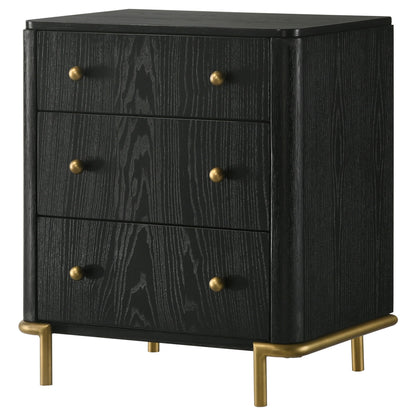 Anser - 3 Drawer Nightstand - Black - The Sleep Loft - Online Mattress Showroom NYC