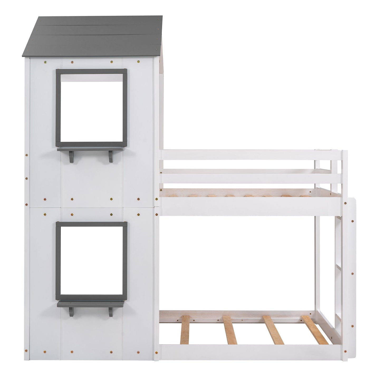 Bunk Bed Wood Bed & Roof, Window, Guardrail, Ladder - The Sleep Loft - Online Mattress Showroom NYC