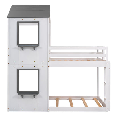 Bunk Bed Wood Bed & Roof, Window, Guardrail, Ladder - The Sleep Loft - Online Mattress Showroom NYC