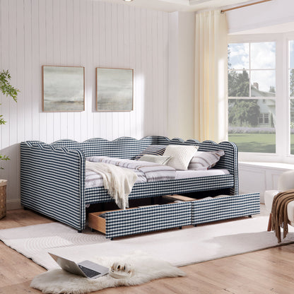 Gingham Daybed With USB Charging Port, Wave-Shaped Design - The Sleep Loft - Online Mattress Showroom NYC