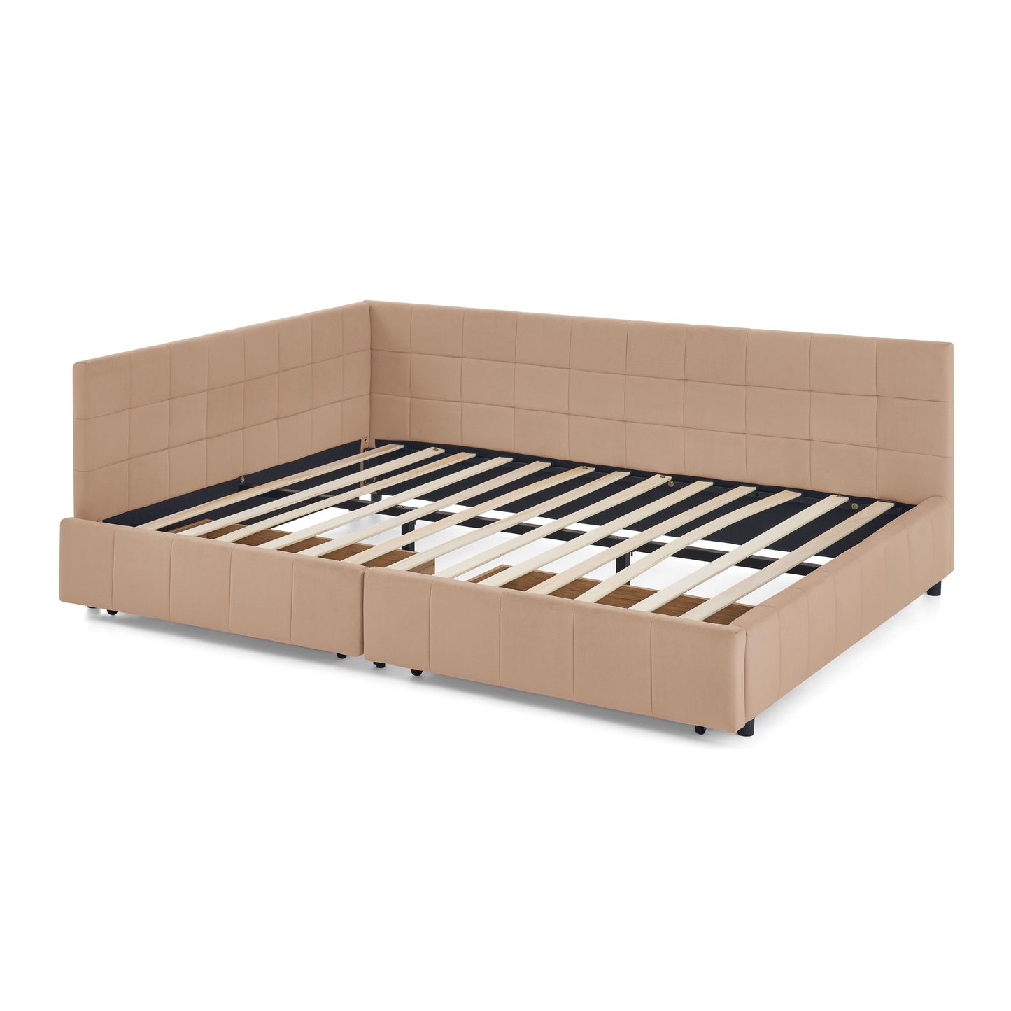 Mid-Century Storage Upholstered Tufted Bed Frame With Backrest And Armrests - The Sleep Loft - Online Mattress Showroom NYC