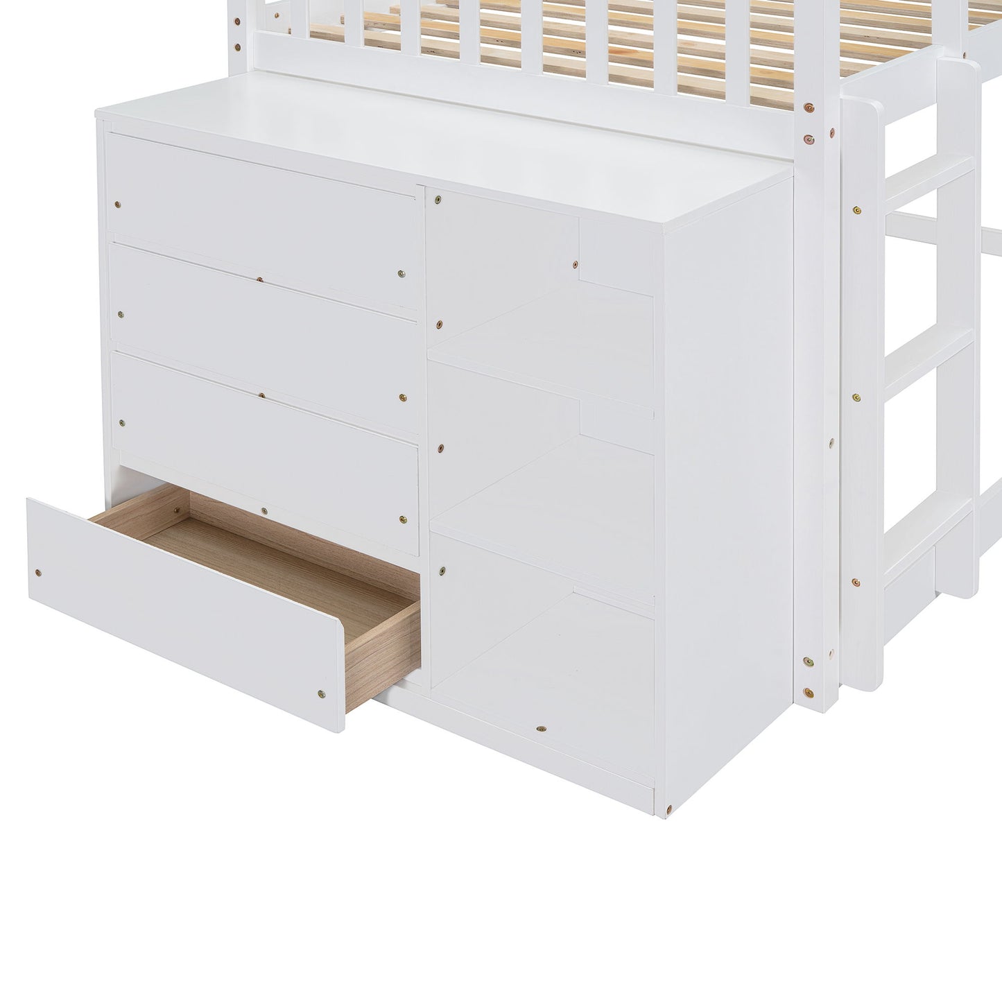 Bunk Bed With 4 Drawers And 3 Shelves - The Sleep Loft - Online Mattress Showroom NYC