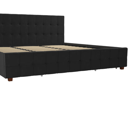 King Upholstered Bed With Storage - Black