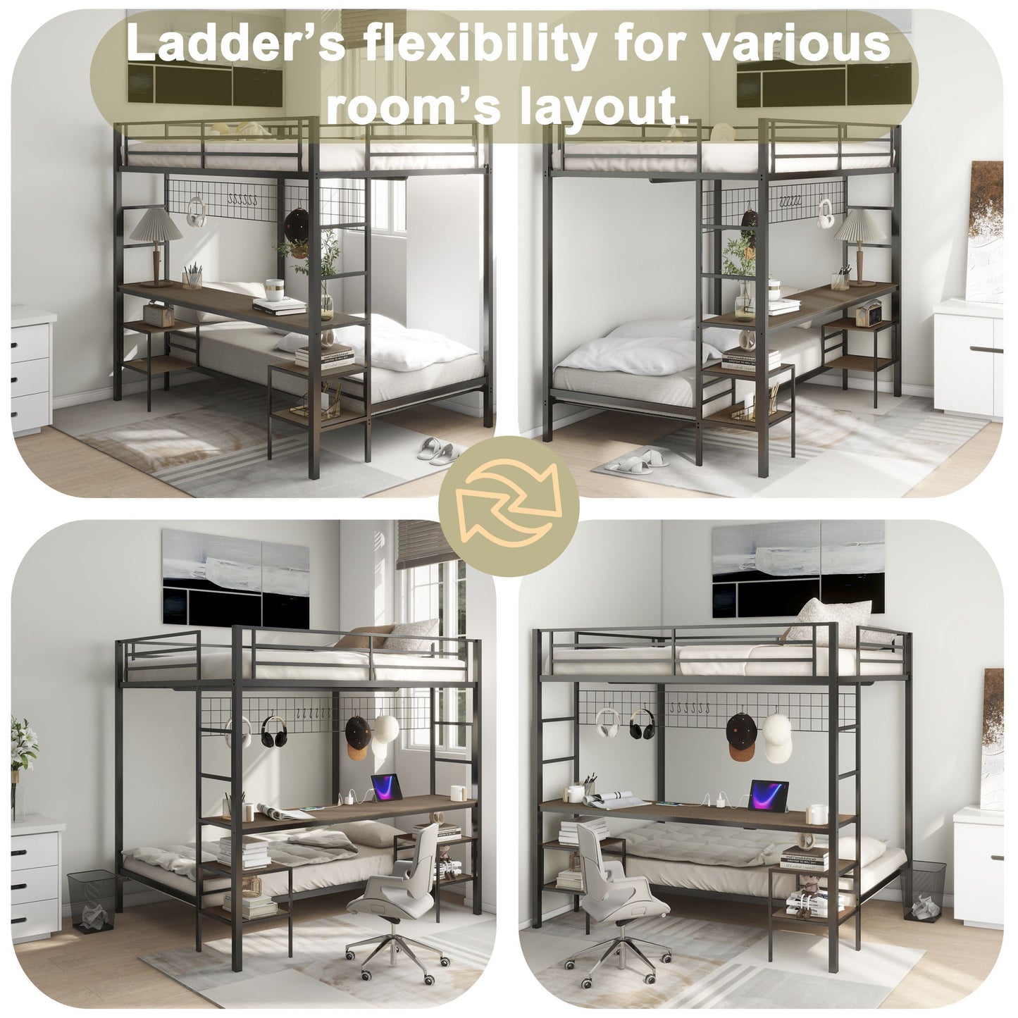 Ethan - Bunk Bed With Desk, Charging Station, Storage Shelves - The Sleep Loft - Online Mattress Showroom NYC