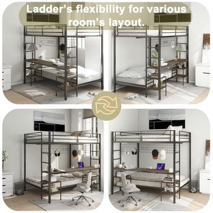 Ethan - Bunk Bed With Desk, Charging Station, Storage Shelves - The Sleep Loft - Online Mattress Showroom NYC
