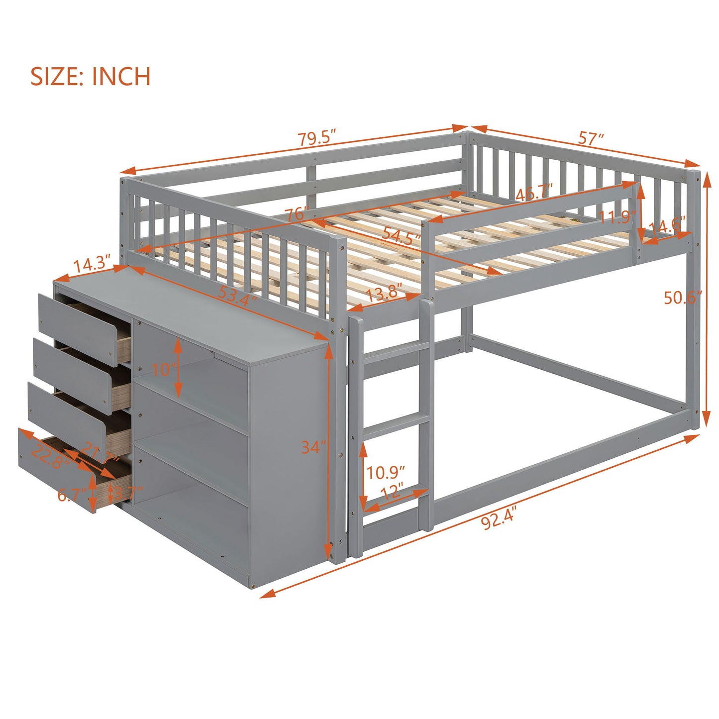 Bunk Bed With 4 Drawers And 3 Shelves - The Sleep Loft - Online Mattress Showroom NYC