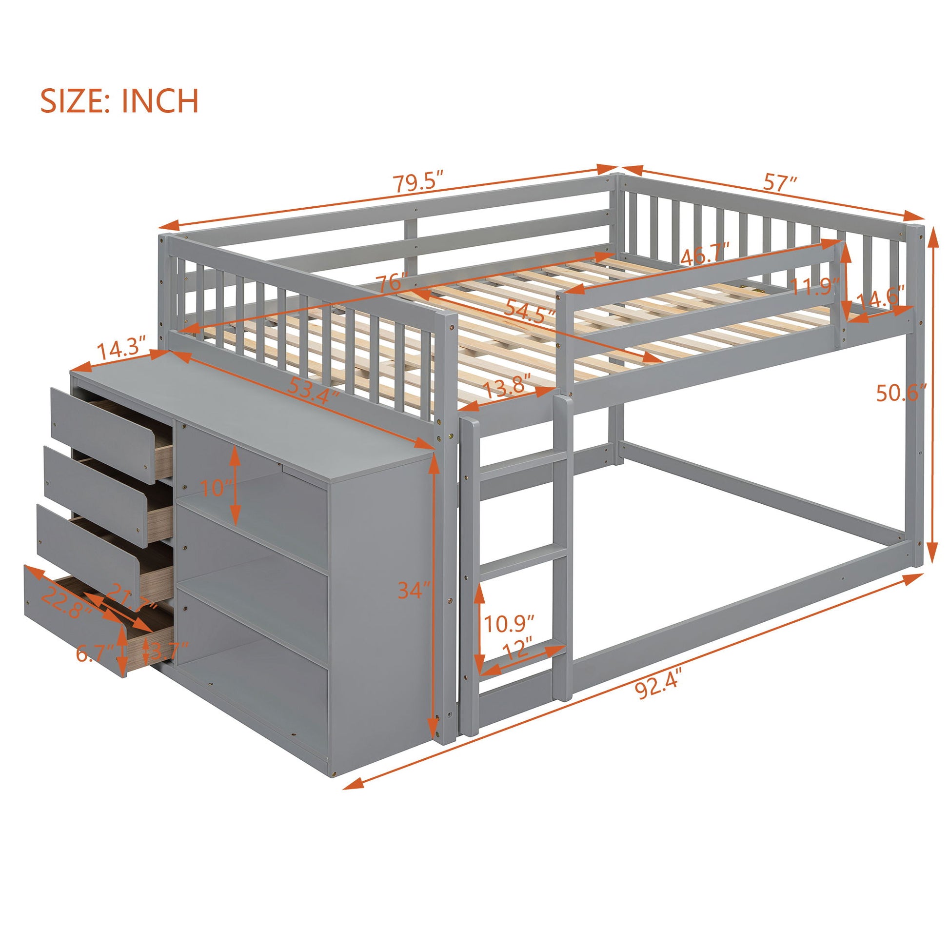 Bunk Bed With 4 Drawers And 3 Shelves - The Sleep Loft - Online Mattress Showroom NYC