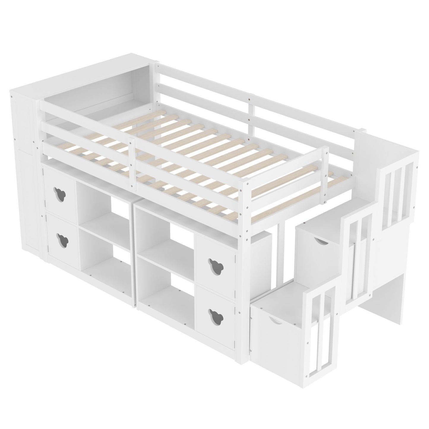 Loft Bed With Storage Cabinets, Staircase Drawers & LED Lights - The Sleep Loft - Online Mattress Showroom NYC