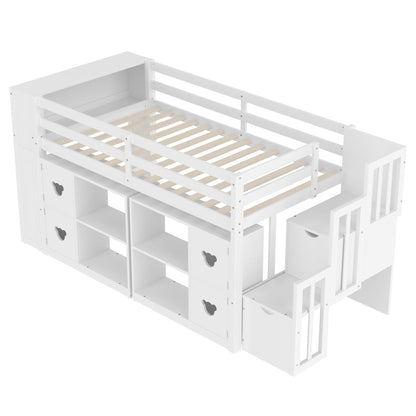 Loft Bed With Storage Cabinets, Staircase Drawers & LED Lights - The Sleep Loft - Online Mattress Showroom NYC