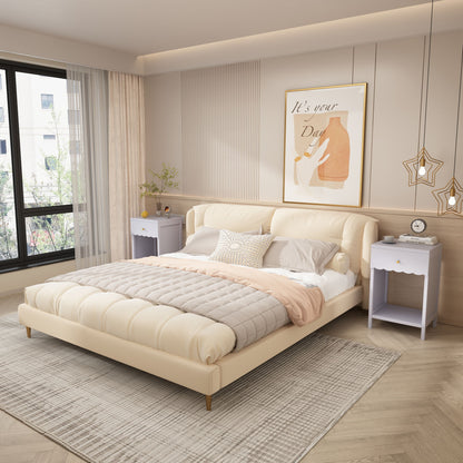 Nightstand With Drawer And Open Shelf, Scalloped Edge Bedside Table - The Sleep Loft - Online Mattress Showroom NYC