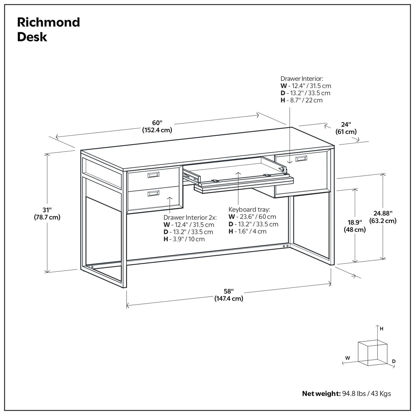 Richmond - Desk - Rustic Natural Aged Brown - The Sleep Loft - Online Mattress Showroom NYC