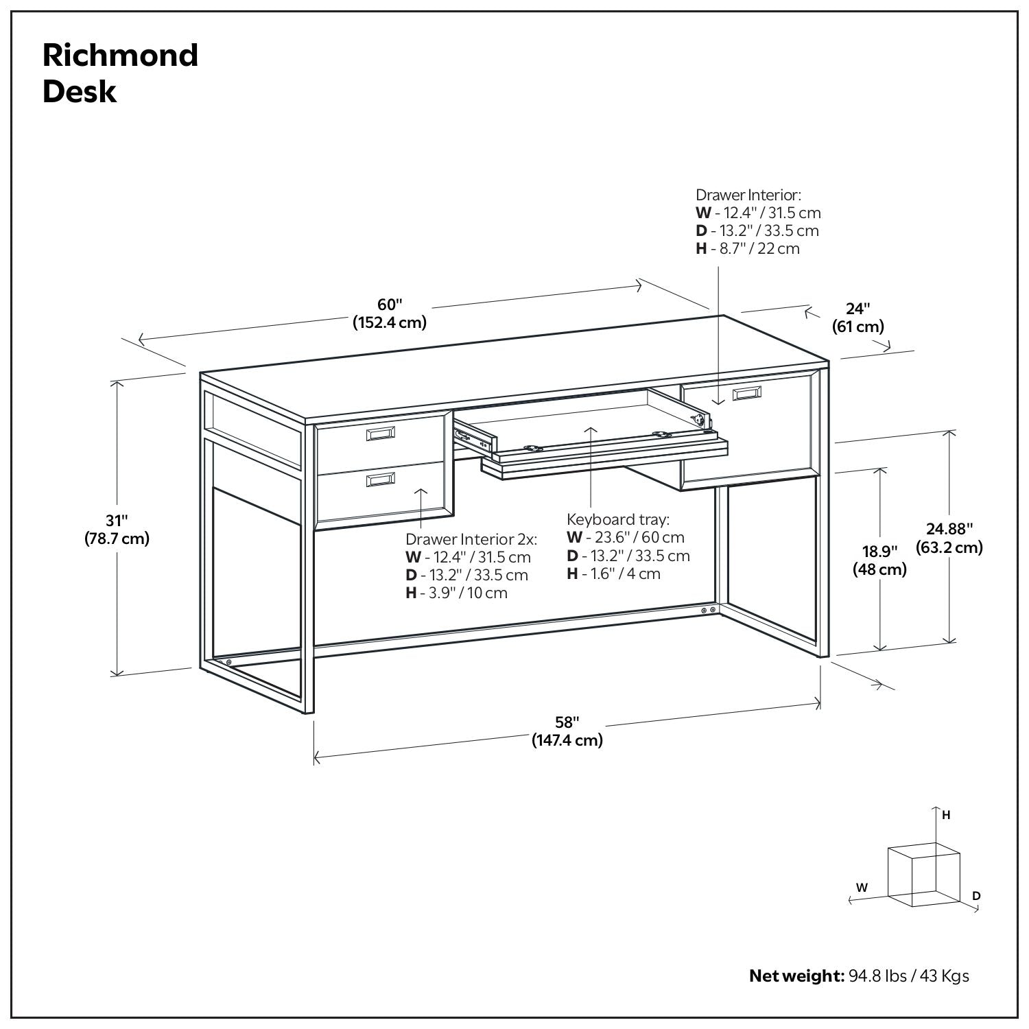 Richmond - Desk - Rustic Natural Aged Brown - The Sleep Loft - Online Mattress Showroom NYC