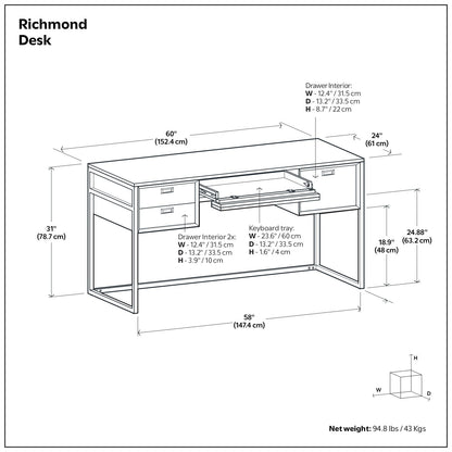 Richmond - Desk - Rustic Natural Aged Brown - The Sleep Loft - Online Mattress Showroom NYC