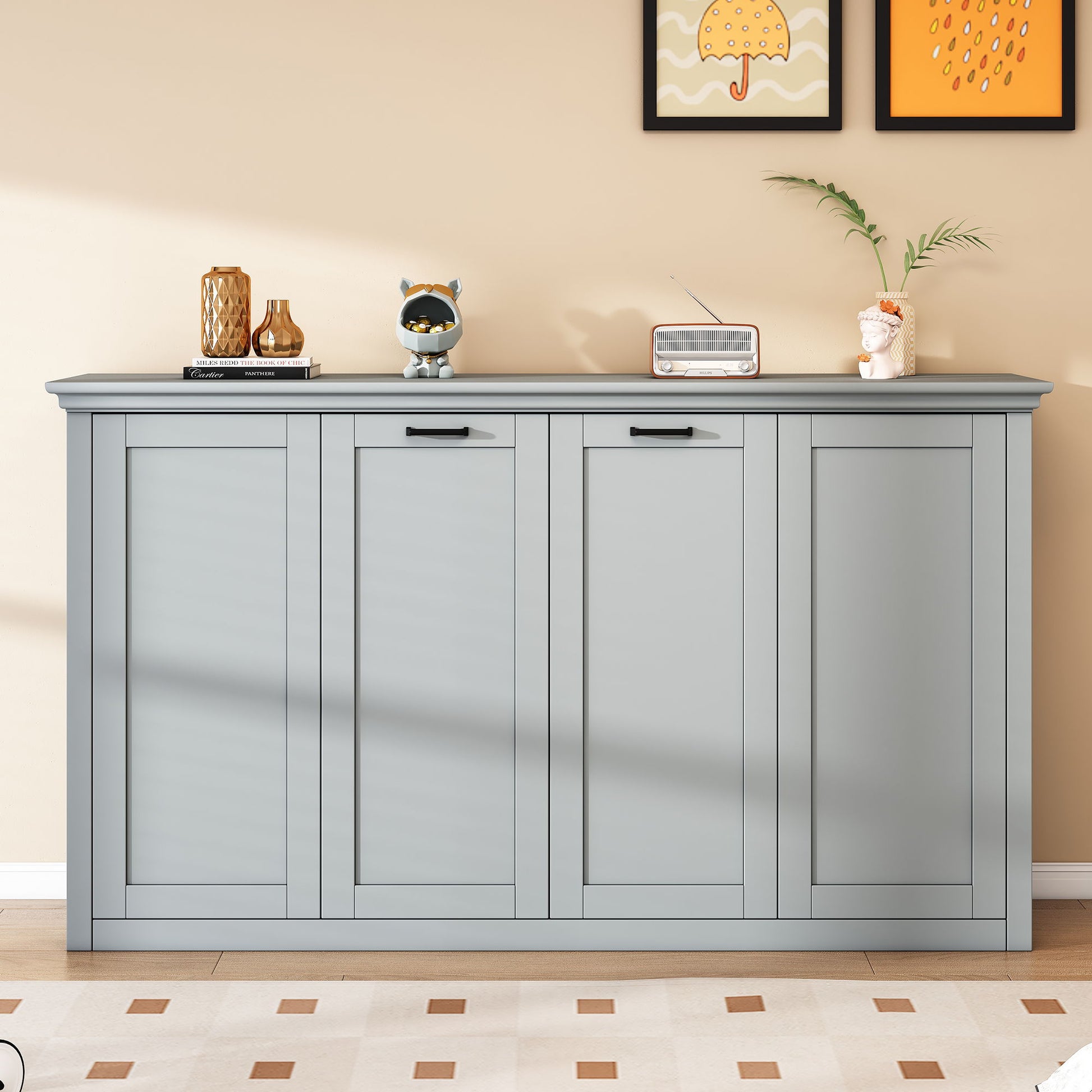 Twin Size Murphy Bed With Cabinet Storage - Gray - The Sleep Loft - Online Mattress Showroom NYC