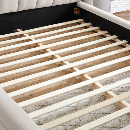 Modern Upholstered Bed Frame With Thick Fabric And Headboard - The Sleep Loft - Online Mattress Showroom NYC