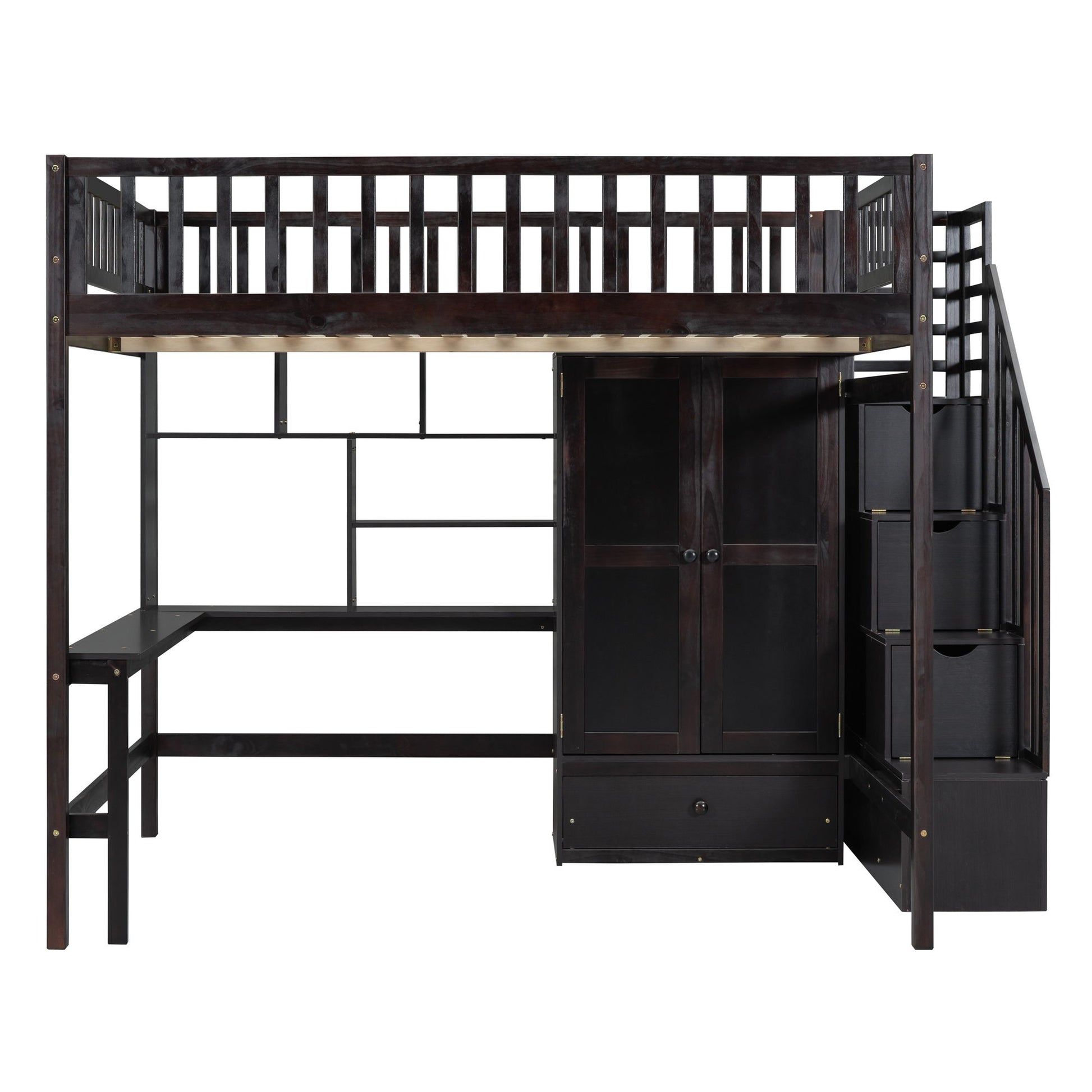 Loft Bed With Bookshelf, Drawers, Desk, And Wardrobe - The Sleep Loft - Online Mattress Showroom NYC