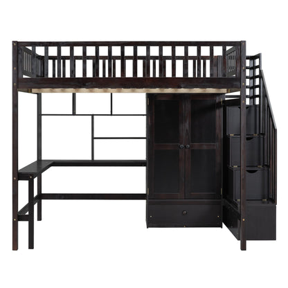 Loft Bed With Bookshelf, Drawers, Desk, And Wardrobe - The Sleep Loft - Online Mattress Showroom NYC