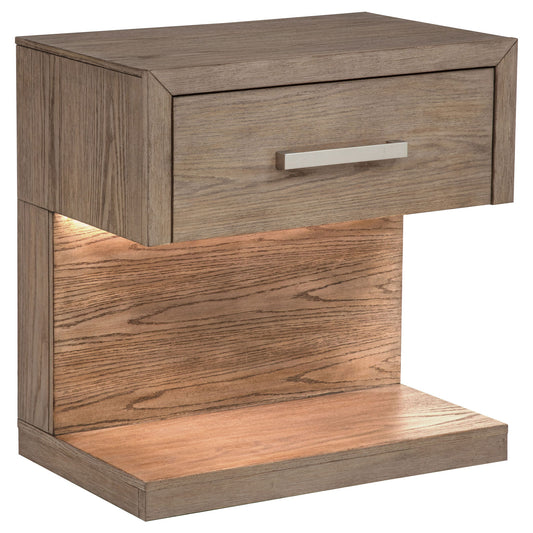 Gibbons - 1 Drawer Nightstand With LED Light - Brown - The Sleep Loft - Online Mattress Showroom NYC