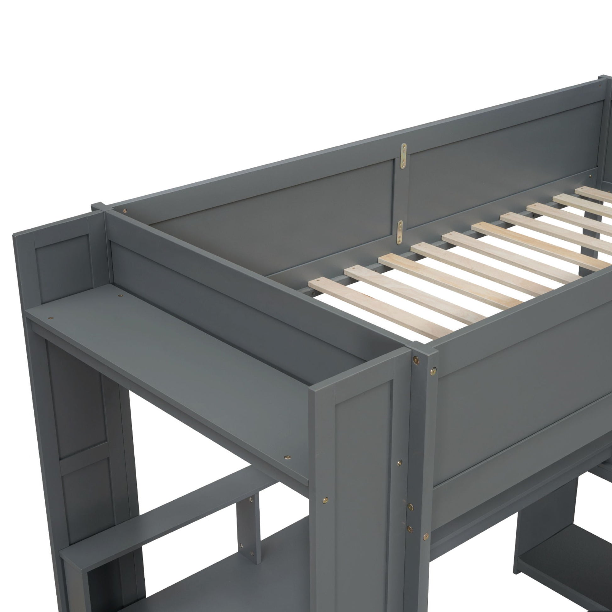 Gaming Loft Bed With Desk, Multi Storage Shelves, LED And Charging Station - The Sleep Loft - Online Mattress Showroom NYC