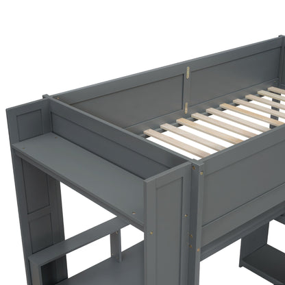Gaming Loft Bed With Desk, Multi Storage Shelves, LED And Charging Station - The Sleep Loft - Online Mattress Showroom NYC