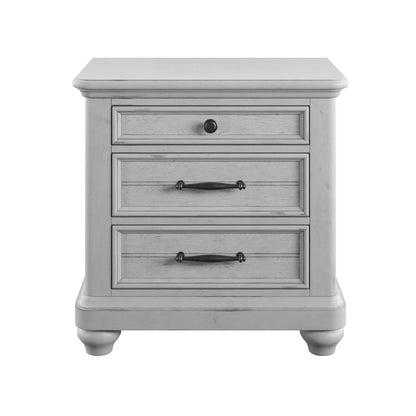 Mariano - 3 Drawer Nightstand With USB - Gray - The Sleep Loft - Online Mattress Showroom NYC