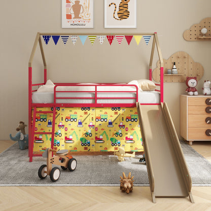 Jack - House Loft Bed With Slide And Curtain Set - The Sleep Loft - Online Mattress Showroom NYC