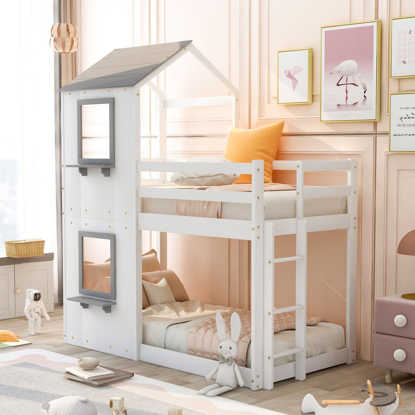Bunk Bed Wood Bed & Roof, Window, Guardrail, Ladder - The Sleep Loft - Online Mattress Showroom NYC