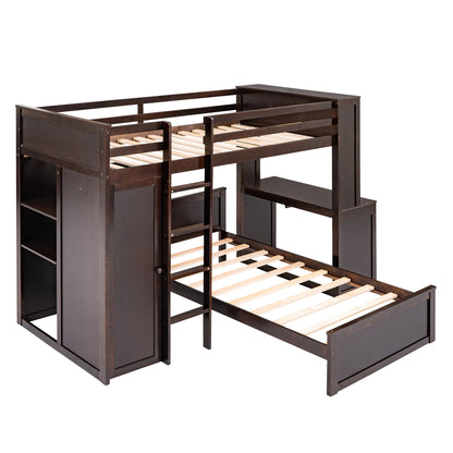 Loft Bed With A Stand Alone Bed, Shelves, Desk, And Wardrobe - The Sleep Loft - Online Mattress Showroom NYC