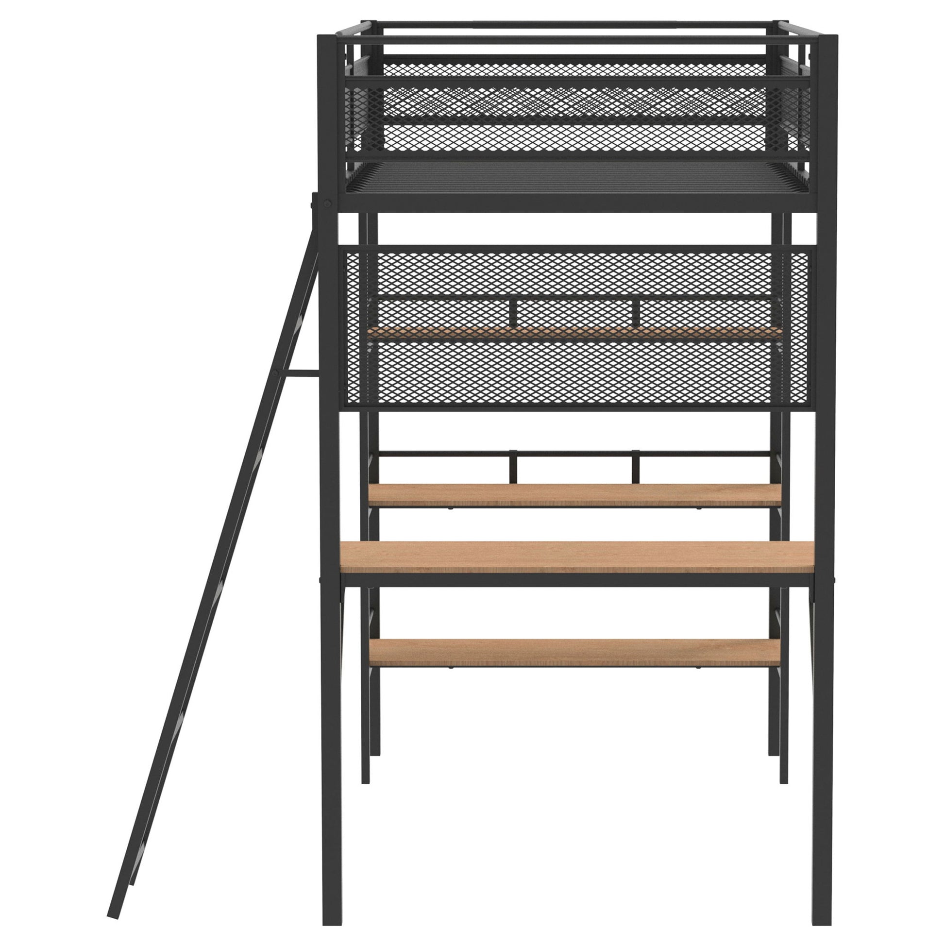 William - Twin Loft Bed 3 Shelf With Built In Desk - Matte Black - The Sleep Loft - Online Mattress Showroom NYC