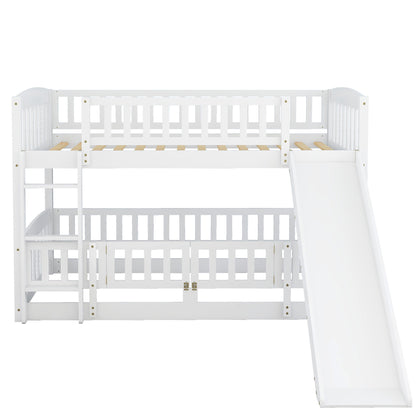 Low Bunk Bed With Slide, Fence And Ladder - The Sleep Loft - Online Mattress Showroom NYC