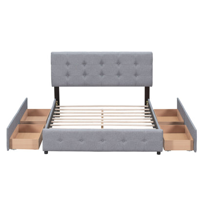 Upholstered Platform Bed With Classic Headboard And Drawers, No Box Spring Needed - The Sleep Loft - Online Mattress Showroom NYC