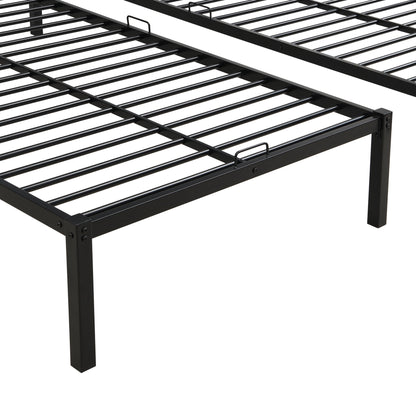Modern Metal Triple Bunk Bed With Vertical Ladder, Safety Rail, And Storage Shelf - Black - The Sleep Loft - Online Mattress Showroom NYC