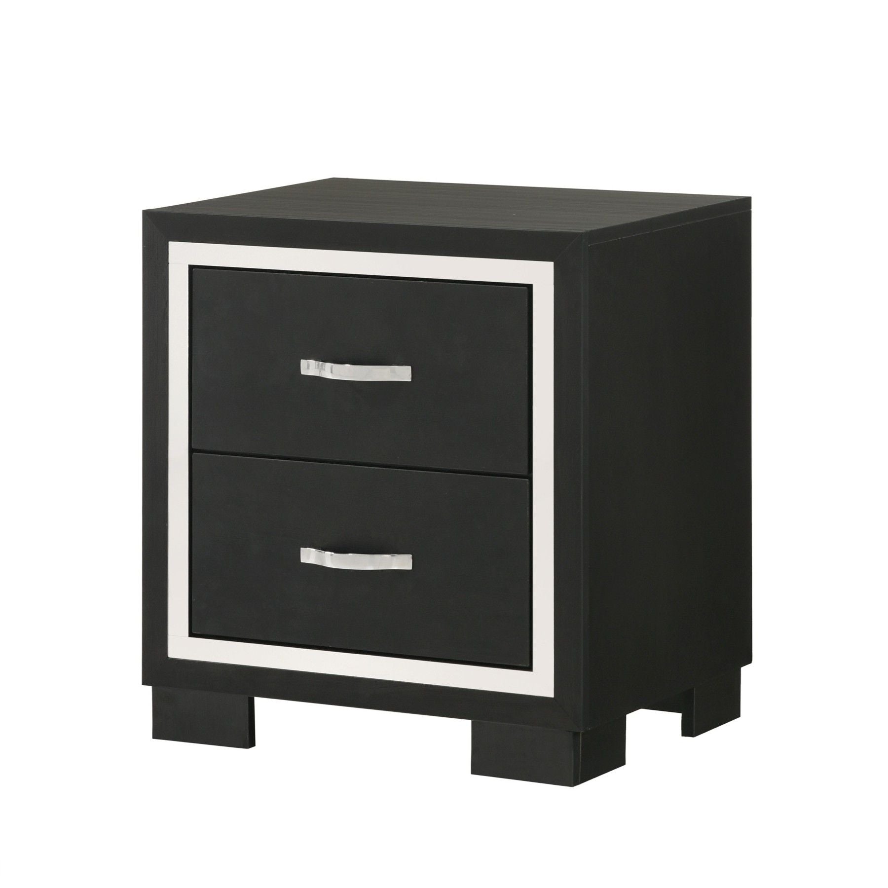 2 Drawer Bedroom Nightstand With Handles - Black - The Sleep Loft - Online Mattress Showroom NYC