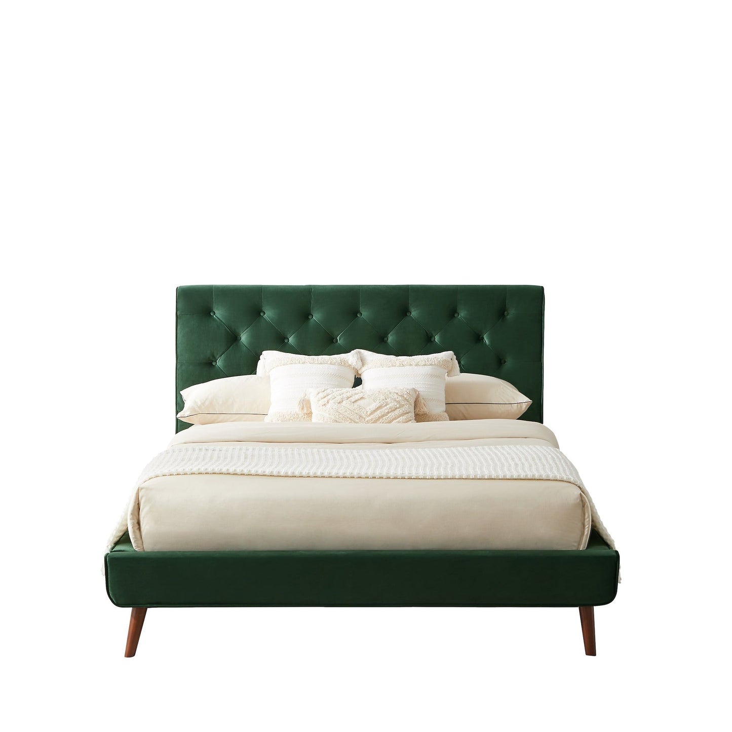 Dillon - Mid-Century Modern Velvet Platform Bed - The Sleep Loft - Online Mattress Showroom NYC