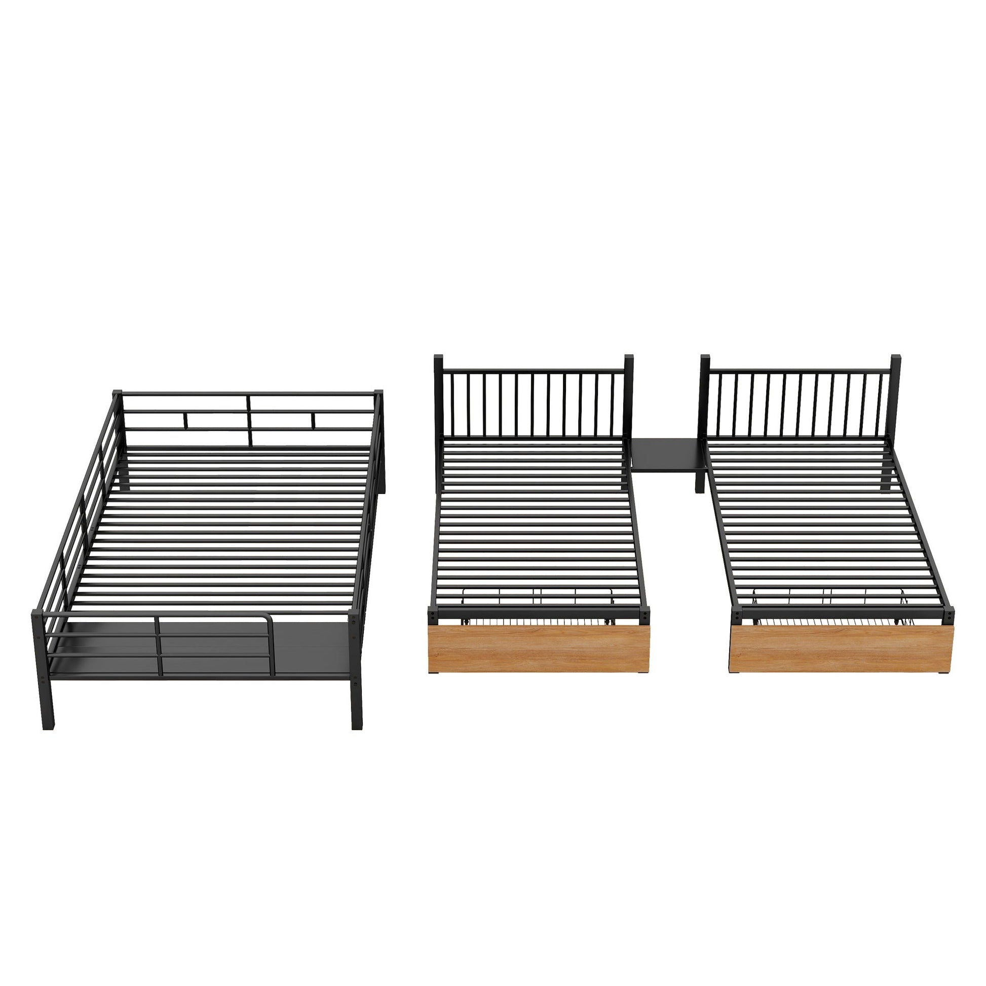 Full Over Twin-Twin Triple Bunk Bed With Drawers And Staircase - Black - The Sleep Loft - Online Mattress Showroom NYC