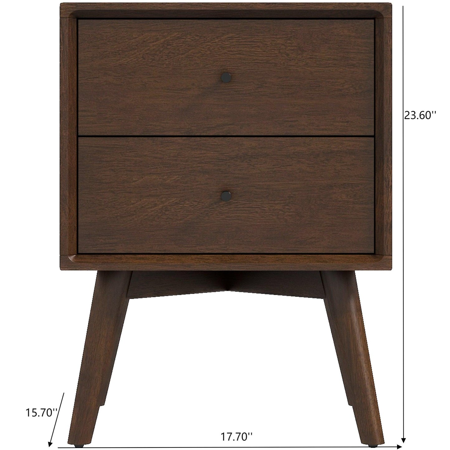 Caroline - Mid-Century Modern Style White Night Stand 2 Drawer - The Sleep Loft - Online Mattress Showroom NYC