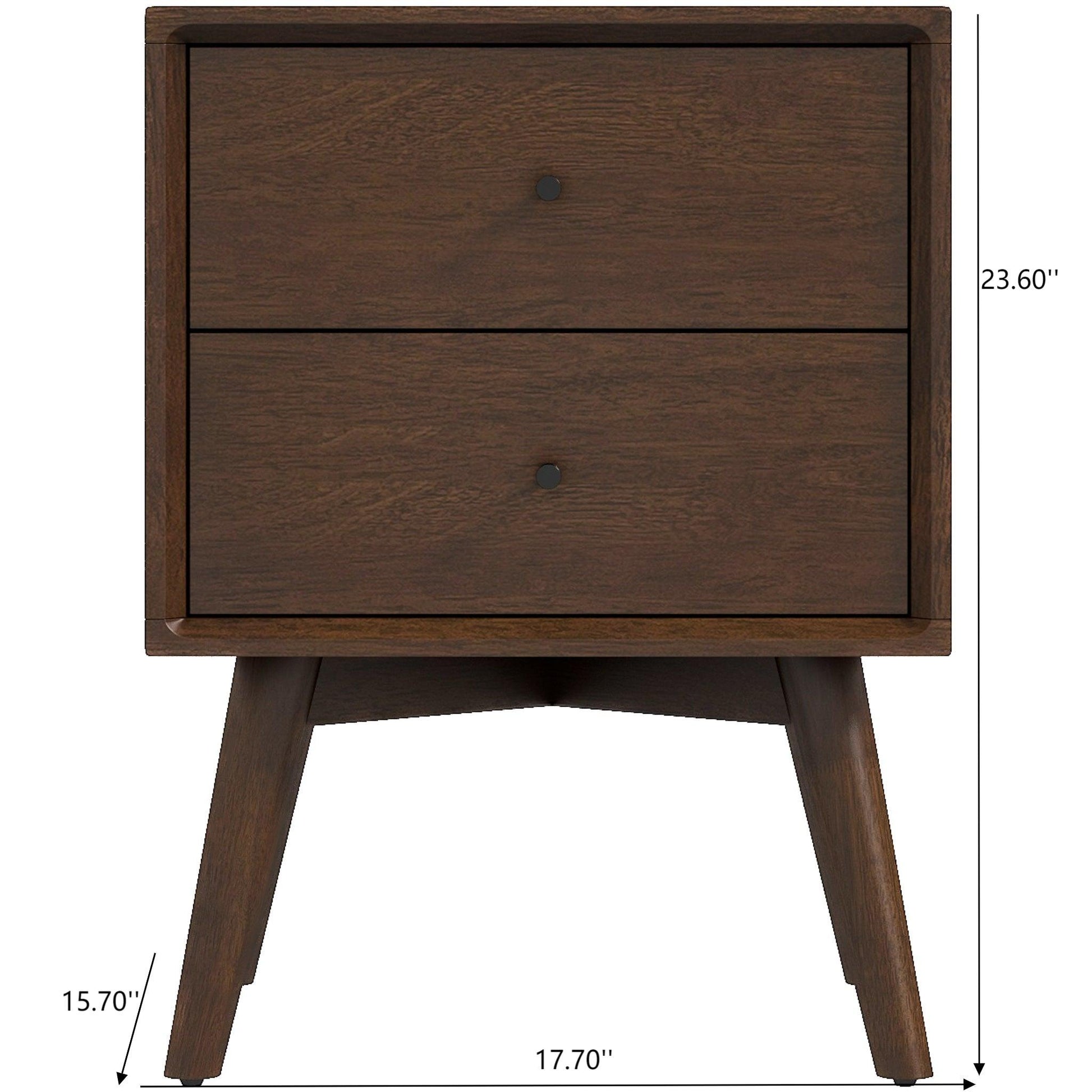 Caroline - Mid-Century Modern Style White Night Stand 2 Drawer - The Sleep Loft - Online Mattress Showroom NYC
