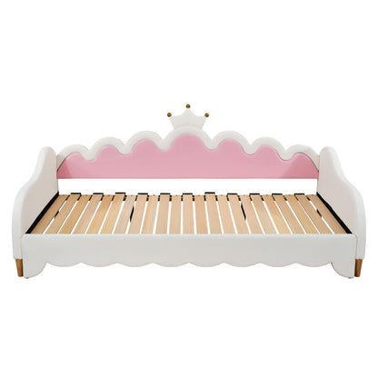 Extending Daybed With LED Lights, Modern Upholstered Princess Daybed With Crown Headboard - The Sleep Loft - Online Mattress Showroom NYC