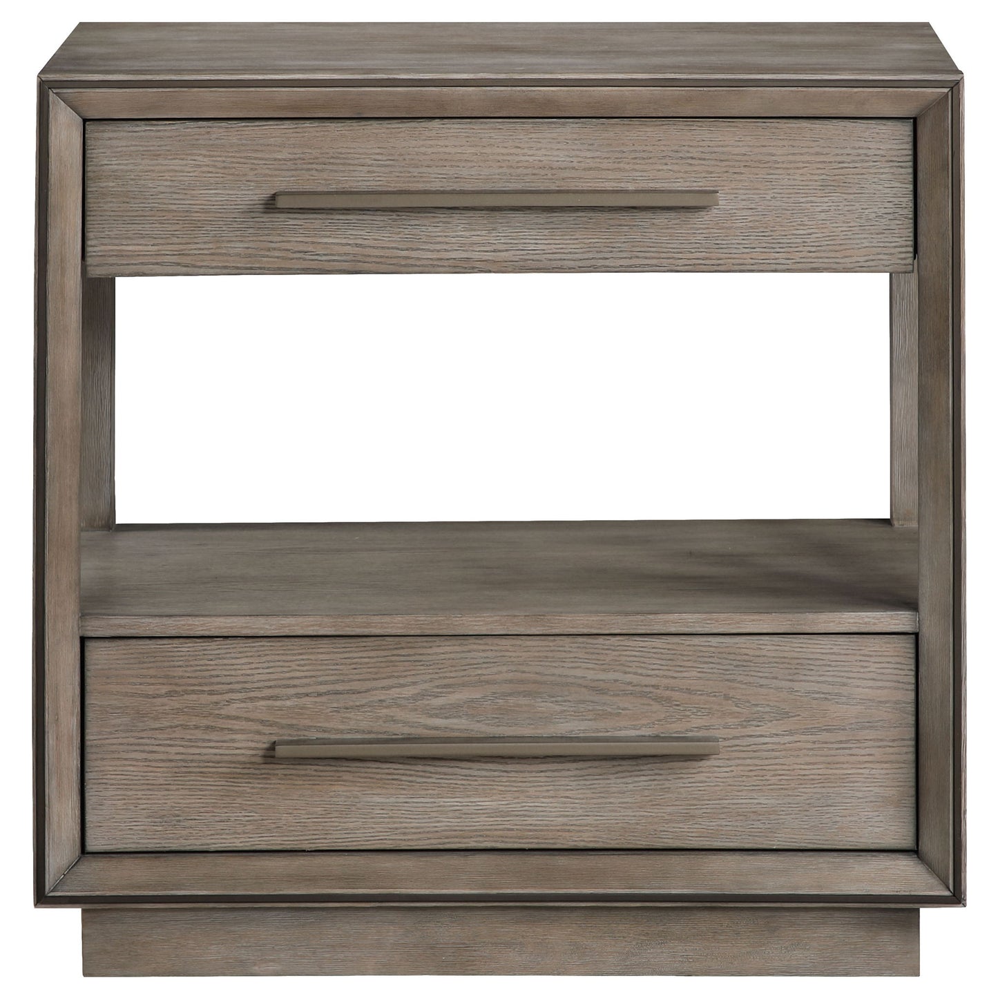 Prescott - 2 Drawers Nightstand With Open Shelf - Taupe - The Sleep Loft - Online Mattress Showroom NYC