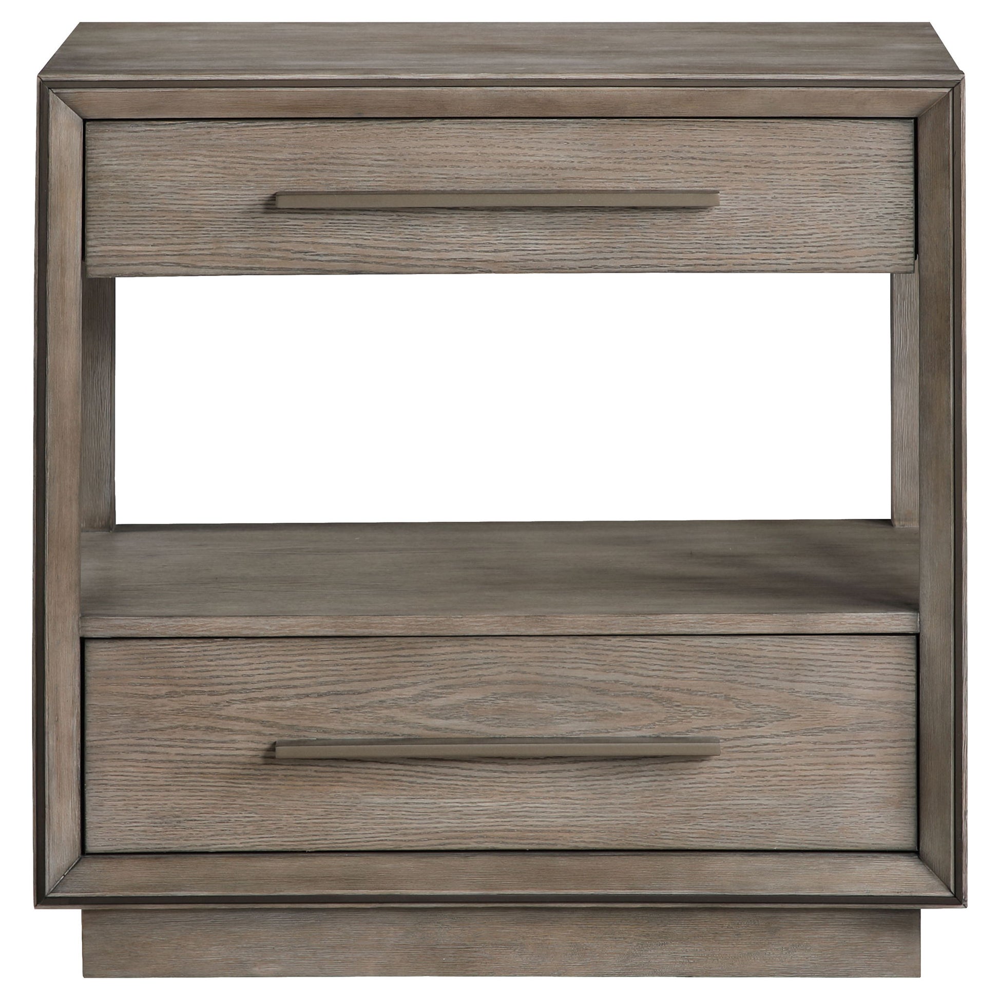 Prescott - 2 Drawers Nightstand With Open Shelf - Taupe - The Sleep Loft - Online Mattress Showroom NYC
