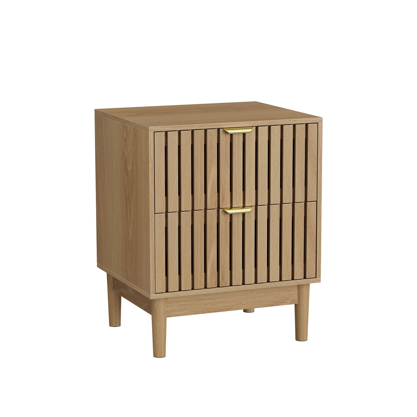 Bedside Table With Grille Design And 2 Drawers, Side Table For Bedroom - Oak - The Sleep Loft - Online Mattress Showroom NYC